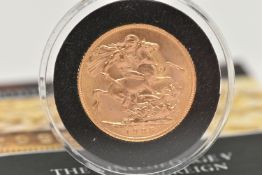 A FULL GOLD SOVEREIGN COIN GEORGE V 1925, in case with COA, 22ct, 7.98 gram, 22.05mm