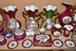 A COLLECTION OF LIMOGES PORCELAIN, to include La Reine, Limoges Castel, etc., vases, trinket