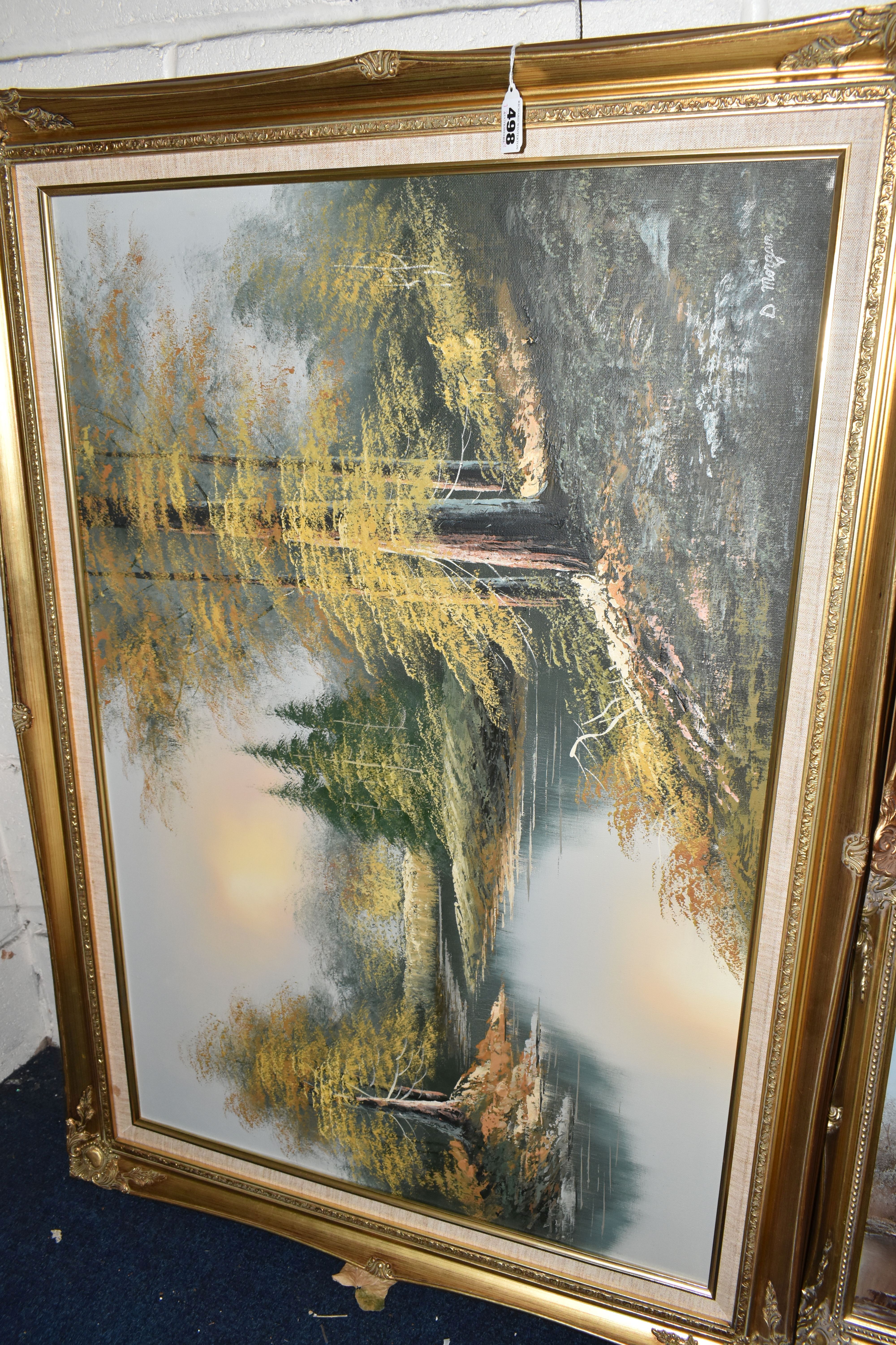 EIGHT LATE 20TH CENTURY LANDSCAPE AND STILL LIFE OIL PAINTINGS, to include two large river - Image 6 of 6