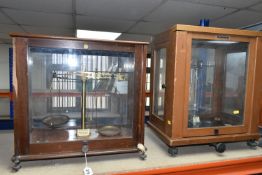 TWO SETS OF SCIENTIFIC WEIGHING SCALES, one set by Griffin and George and the other set by Baird and