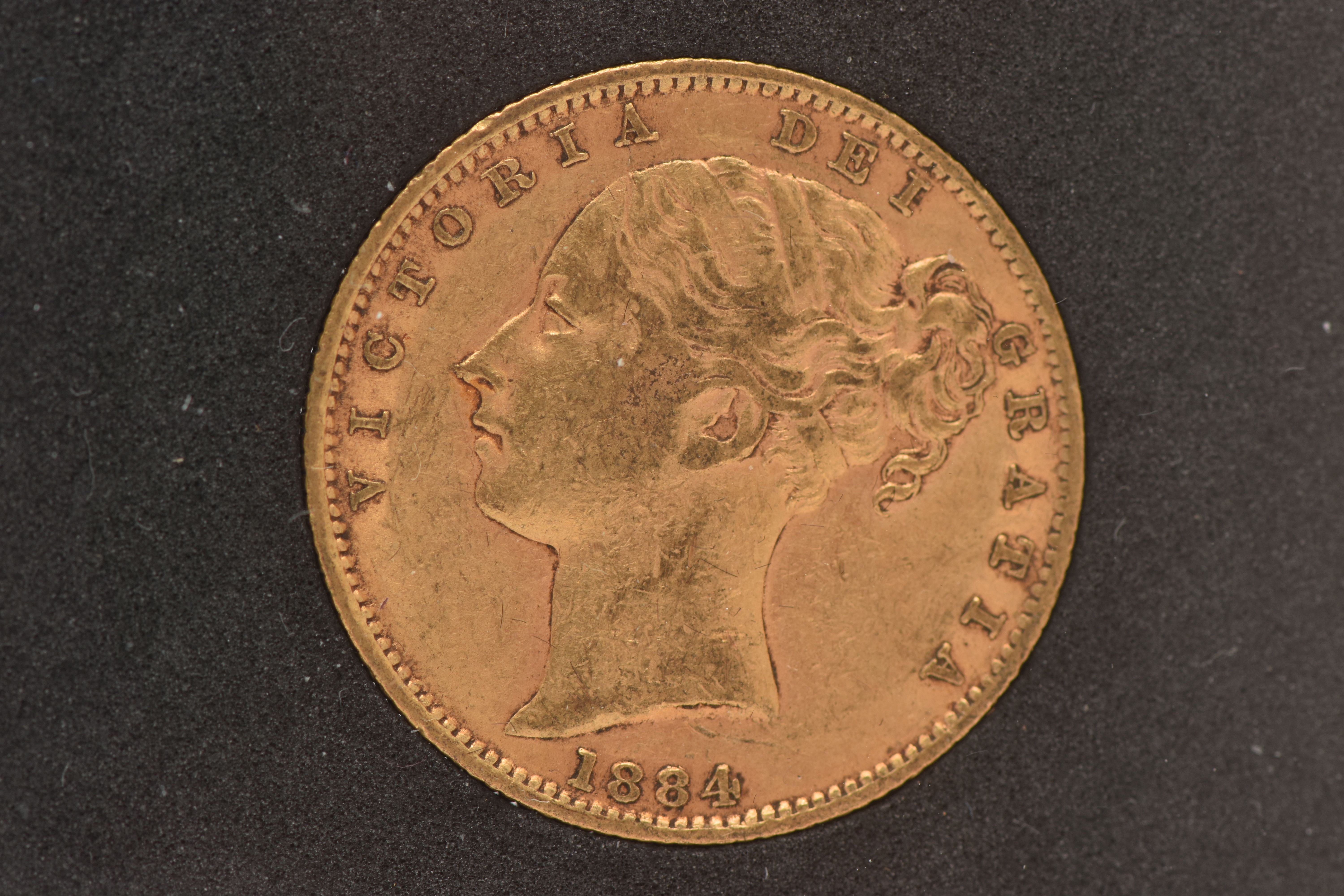 A CASED FULL GOLD SOVEREIGN COIN QUEEN VICTORIA (SYDNEY MINT) SHIELD BACK 1884, 7.98 gram, .916 - Image 2 of 2