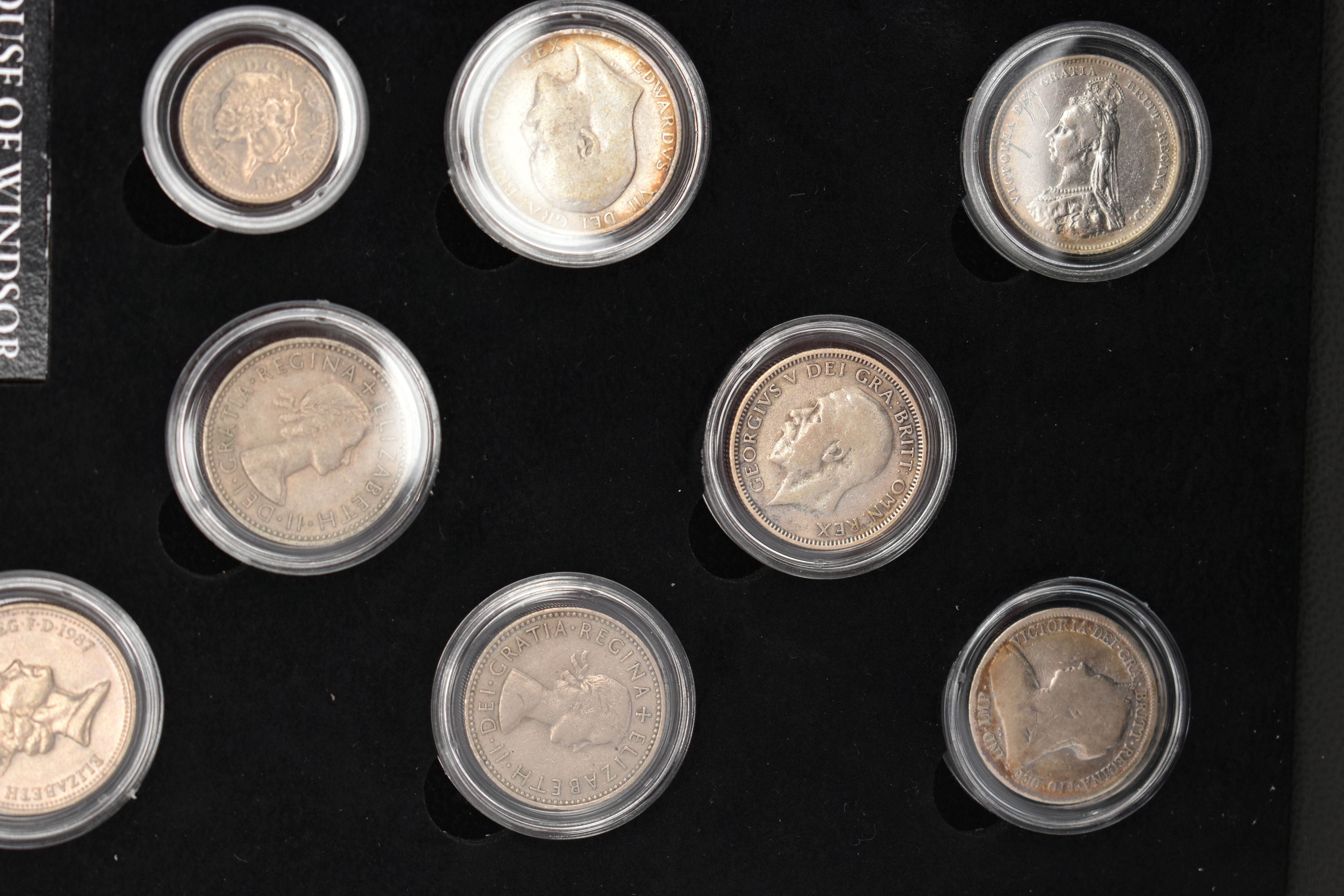 A CASED SET OF COMMEMORATIVE COINS, The House of Windsor coinage portraits shilling set by The - Image 4 of 6