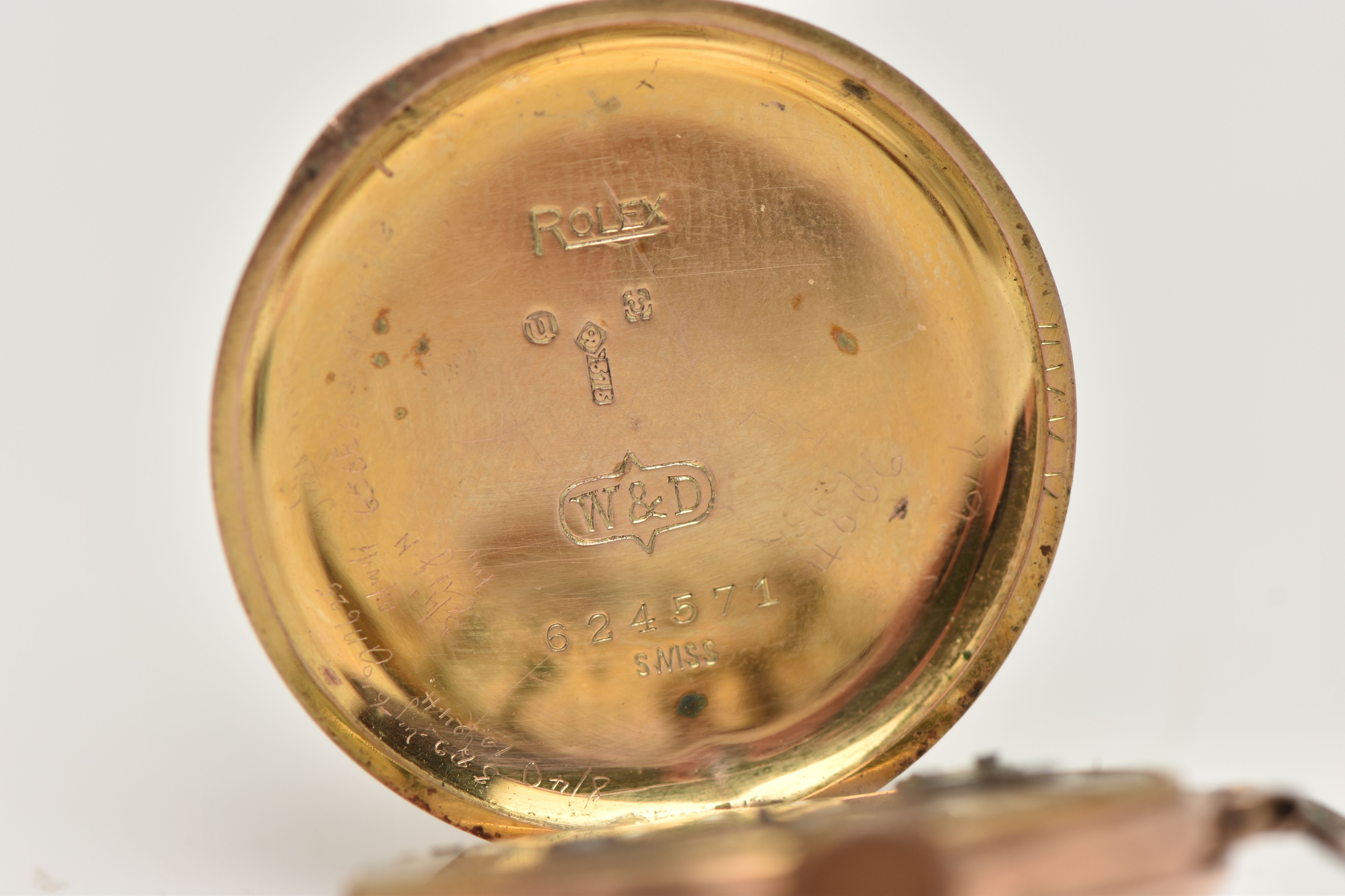 A 9CT GOLD 'ROLEX' WATCH HEAD, an early 20th century, manual wind watch head, round white dial, - Image 6 of 6