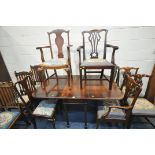 A 20TH CENTURY MAHOGANY DROP LEAF TABLE, with a single frieze drawer, open width 153cm x closed