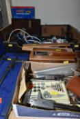 A SMALL COLLECTION OF ENGINEERS TOOLS ETC, to include a Diprofil finishing machine, an RS fixed