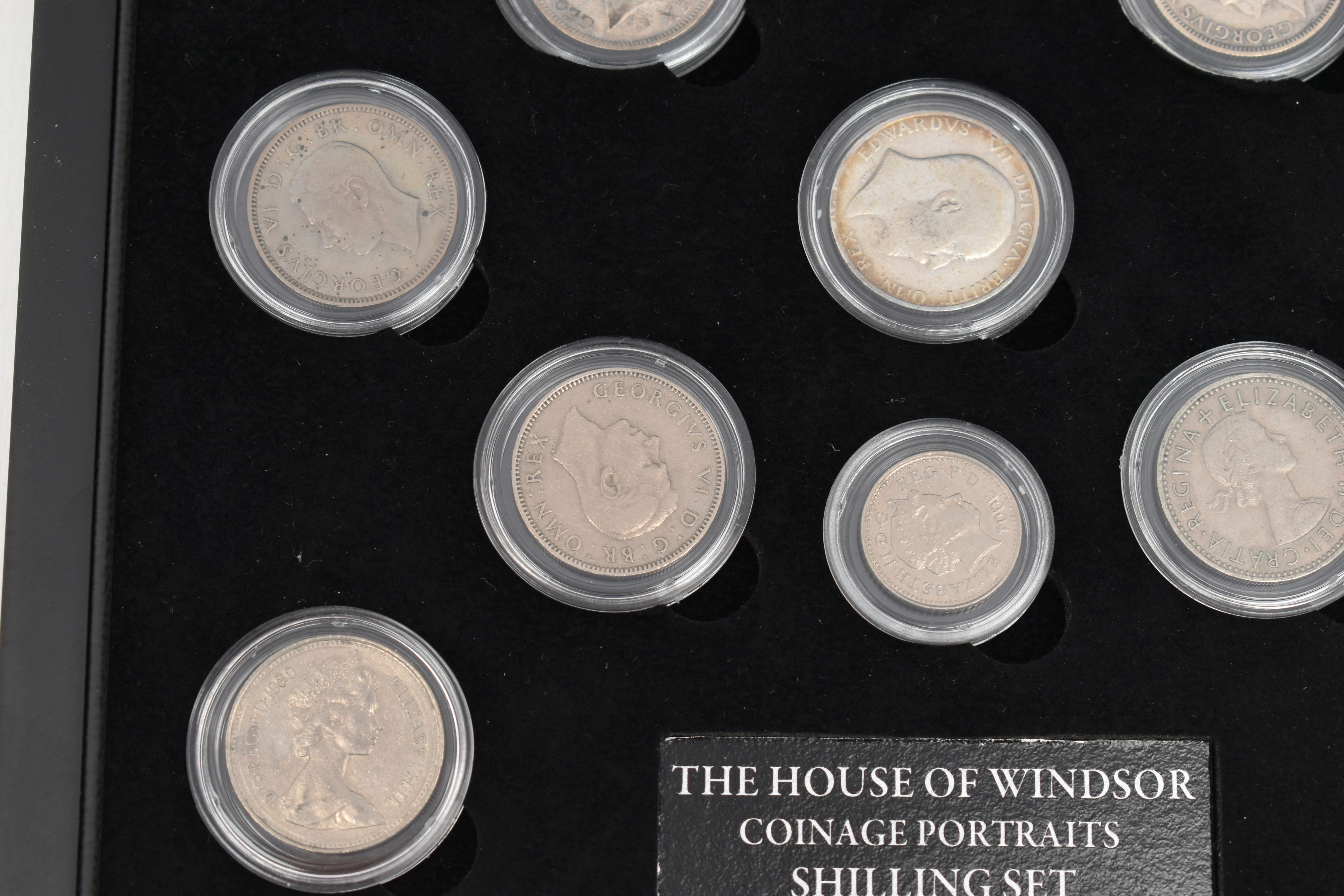 A CASED SET OF COMMEMORATIVE COINS, The House of Windsor coinage portraits shilling set by The - Image 5 of 6