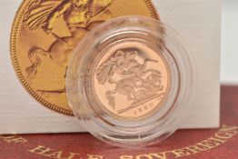 A ROYAL MINT CASED 1980 GOLD PROOF HALF SOVEREIGN COIN WITH CERTIFICATE OF AUTHENTICITY, 3.99