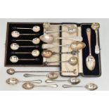 ASSORTED SILVER SPOONS, to include a cased silver spoon, shell detail to the handle, hallmarked 'C W