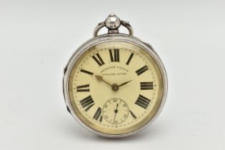 AN EARLY 20TH CENTURY, SILVER OPEN FACE POCKET WATCH, key wound, round white dial signed 'Improved