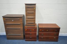 A MODERN CHEST OF FOUR GRADUATED DRAWERS, width 77cm x depth 42cm x height 108cm, and a matching