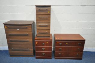 A MODERN CHEST OF FOUR GRADUATED DRAWERS, width 77cm x depth 42cm x height 108cm, and a matching
