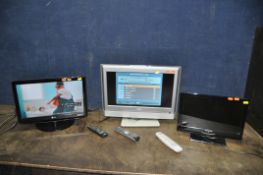 THREE LCD TVs comprising of a LG 19in with remote, a Toshiba 17in with remote and a Digihome 15in