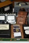 A BOX AND LOOSE MULTIMETERS AND VOLTMETERS, to include a Sangamo Weston DC voltmeter, model 582, a
