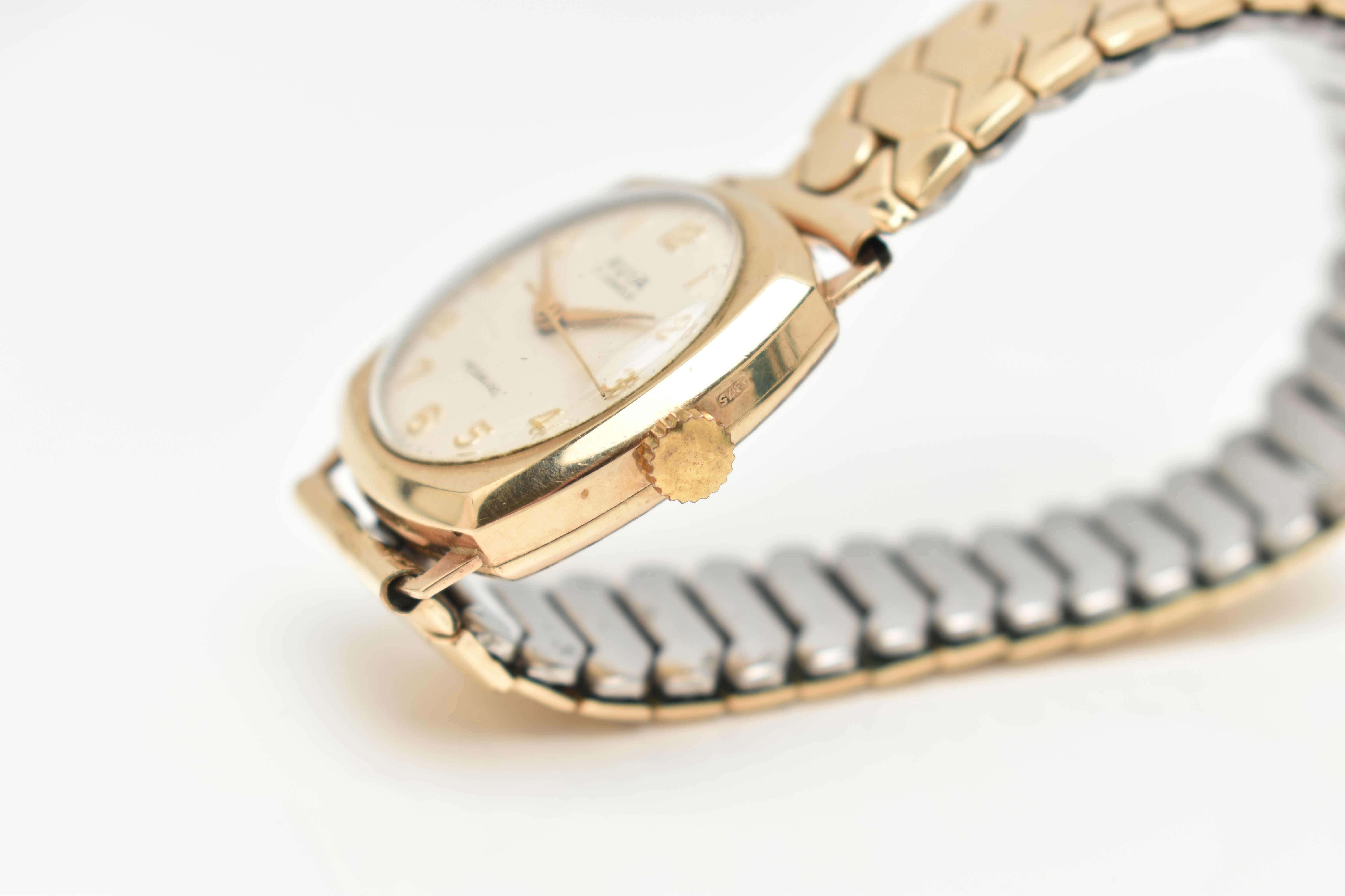A 9CT GOLD 'AVIA' WRISTWATCH, manual wind, round silver dial signed 'Avia 17 Jewels, Incabloc', - Image 6 of 6