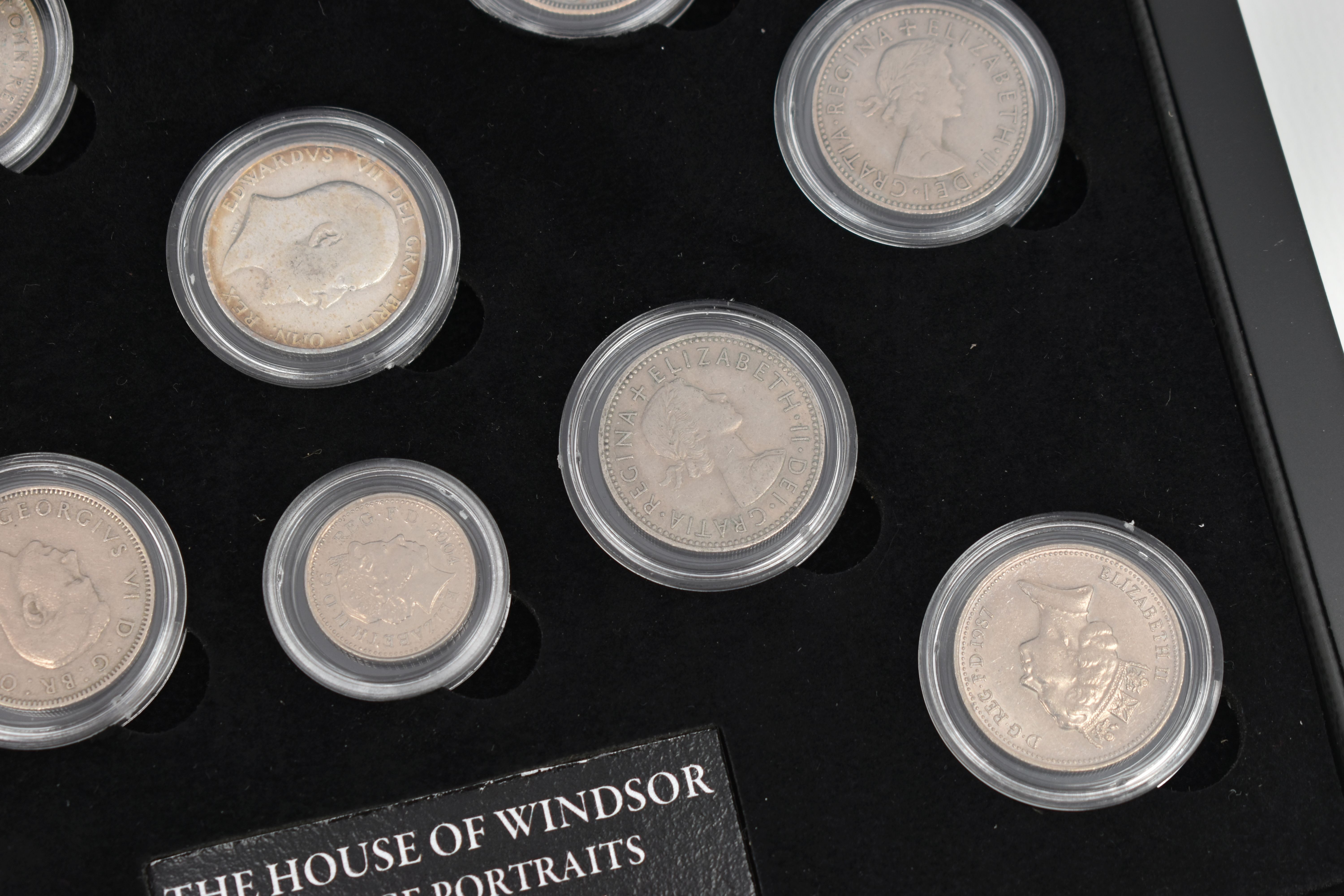 A CASED SET OF COMMEMORATIVE COINS, The House of Windsor coinage portraits shilling set by The - Image 6 of 6