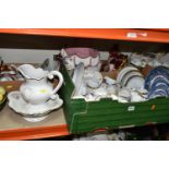 FIVE BOXES AND LOOSE CERAMICS AND GLASS WARES, to include twelve pieces of Noritake Contemporary '