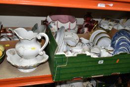 FIVE BOXES AND LOOSE CERAMICS AND GLASS WARES, to include twelve pieces of Noritake Contemporary '