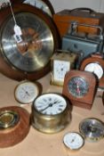 CLOCKS, THERMOMETERS AND BAROMETERS, to include a Henry Martens Toulet Super Pigeon racing clock,