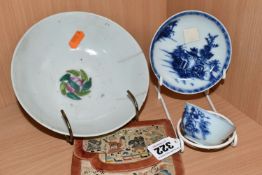 A SMALL GROUP OF 'THE NANKING CARGO' CHINESE PORCELAIN, comprising an 18th century Chinese blue