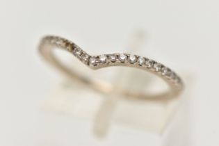 A PANDORA WISHBONE RING, the front half set with circular colourless cubic zirconia, with ALE