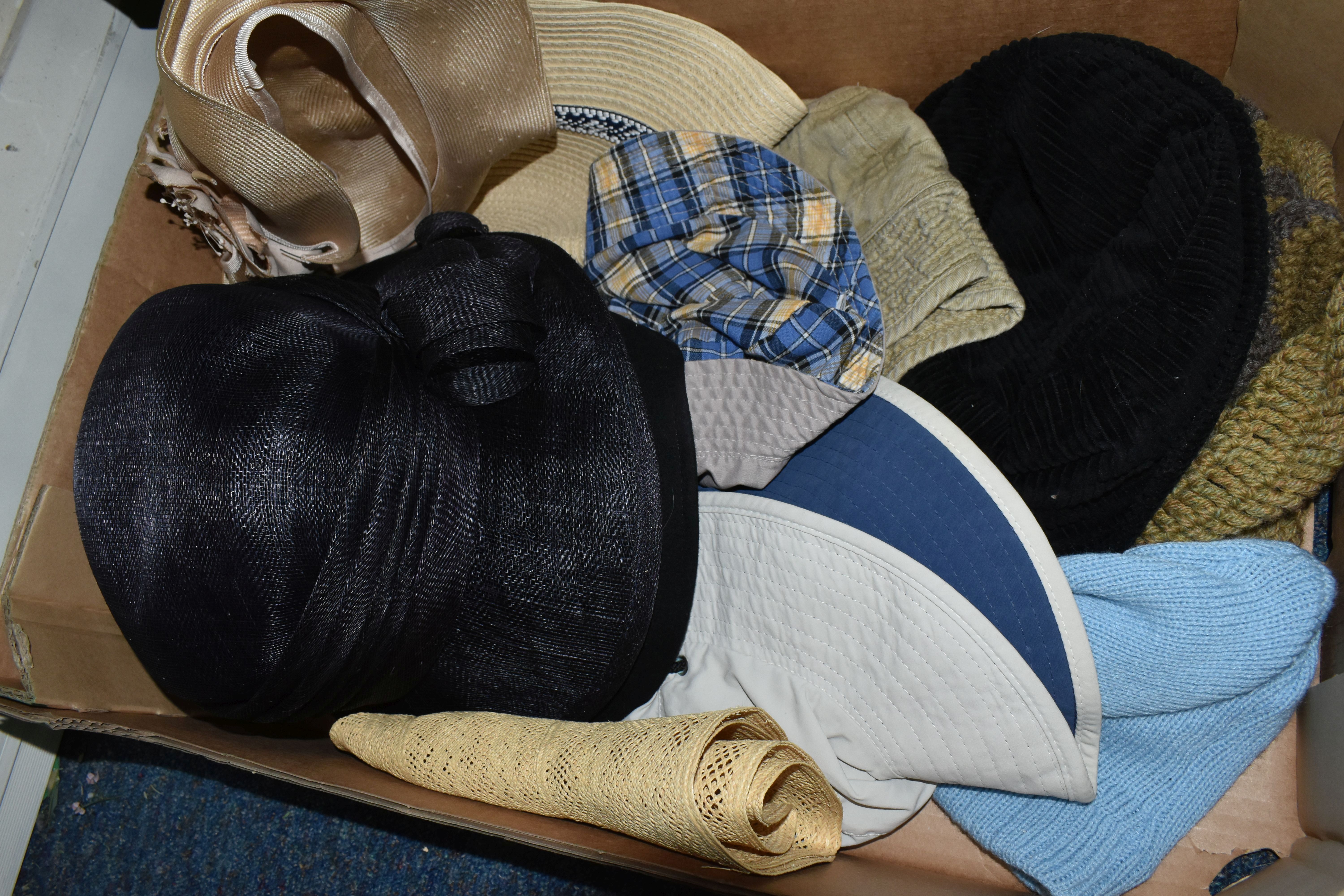 SIX BOXES AND A BASKET OF VINTAGE AND MODERN CLOTHES AND ACCESSORIES, to include vintage baby - Image 5 of 7
