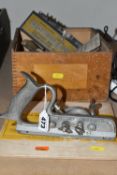 A RECORD No 50 IMPROVED COMBINATION PLANE, together with a box of Record cutting blades