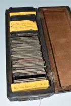 ONE BOX OF MAGIC LANTERN SLIDES comprising forty-three colour plates of New York, USA, seven