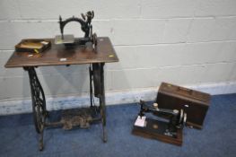 A VINTAGE WILLCOX AND GIBBS TREADLE SEWING MACHINE, serial number A481848 which appears to come