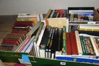 THREE BOXES OF BOOKS containing over sixty miscellaneous titles in hardback and paperback formats,