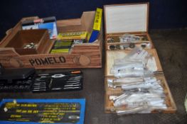 A TRAY CONTAINING METRIC TAPS AND DIES including Workzone, Powerfix, Draper sets,