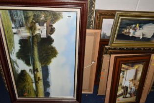 EIGHTEEN FRAMED DECORATIVE PRINTS, to include reproductions of paintings by Charles Burton Barker,