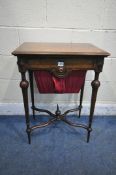 A REGENCY ROSEWOOD WORK TABLE, with a single drawer and pull out storage section, on octagonal