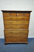 A 19TH CENTURY MAHOGANY CHEST ON CHEST, fitted with an arrangement of eight drawers, on bracket