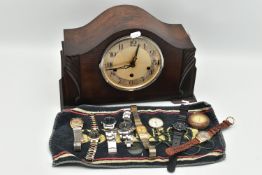 A SELECTION OF SIX QUARTZ WATCHES, A POCKETWATCH AND A CLOCK, to include a Doxa pocket watch with