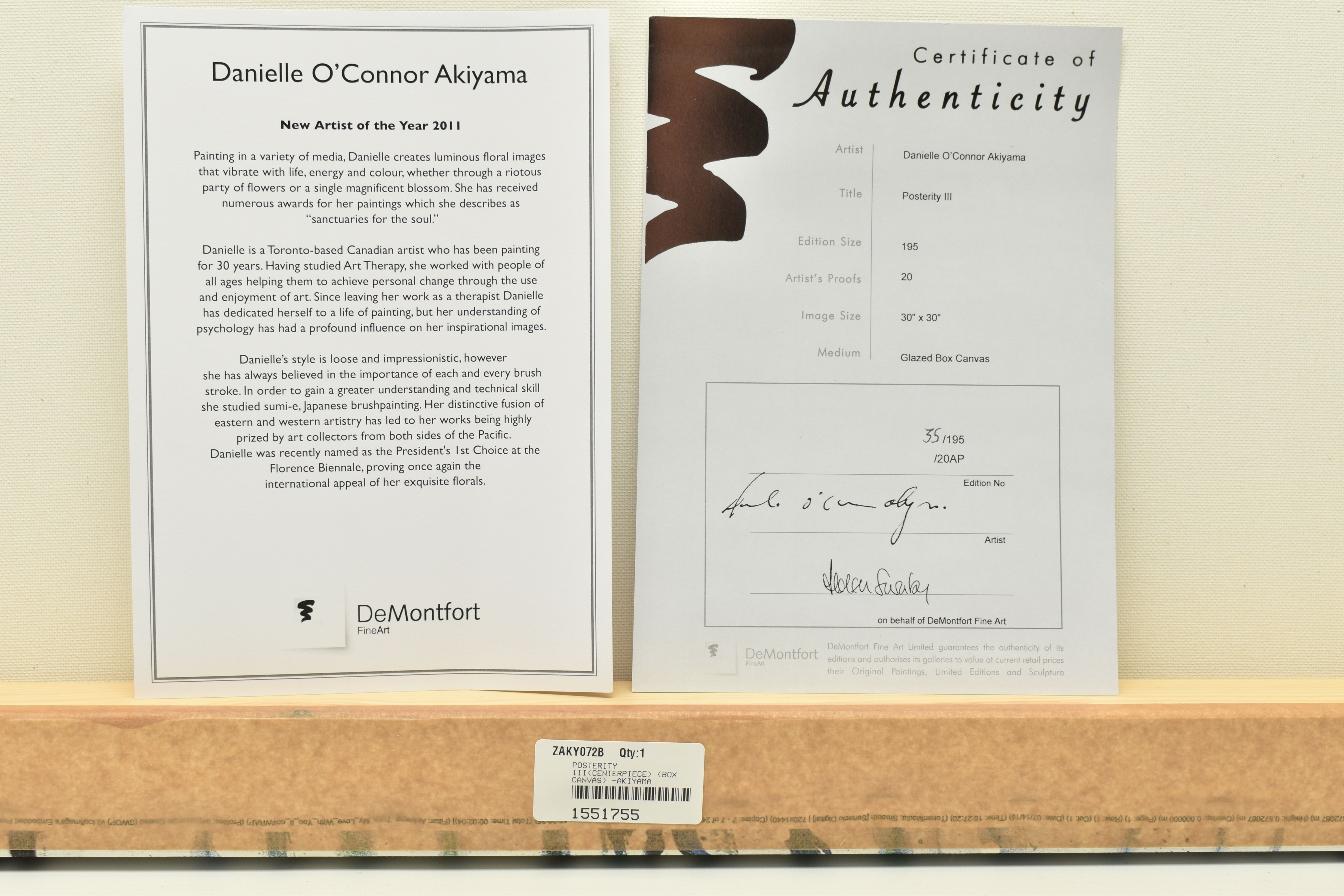 DANIELLE O'CONNOR AKIYAMA (CANADA 1957) 'POSTERITY III', a signed limited edition box canvas print - Image 4 of 4
