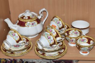 A NINETEEN PIECE ROYAL ALBERT 'LADY HAMILTON' PART TEA SET, comprising a teapot, six tea plates, six