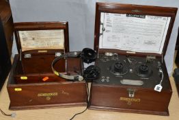 A GECOPHONE CRYSTAL DECTECTOR SET No2 RADIO RECEIVER, in a BBC branded mahogany wooden case,