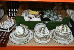 ONE BOX OF CERAMICS AND THIMBLE COLLECTION, to include an Austrian porcelain tea set hand painted