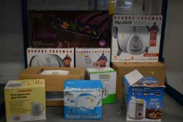 A SELECTION OF BOXED KITCHEN ELECTRICAL EQUIPMENT, to include three George Foreman grills, a Swan