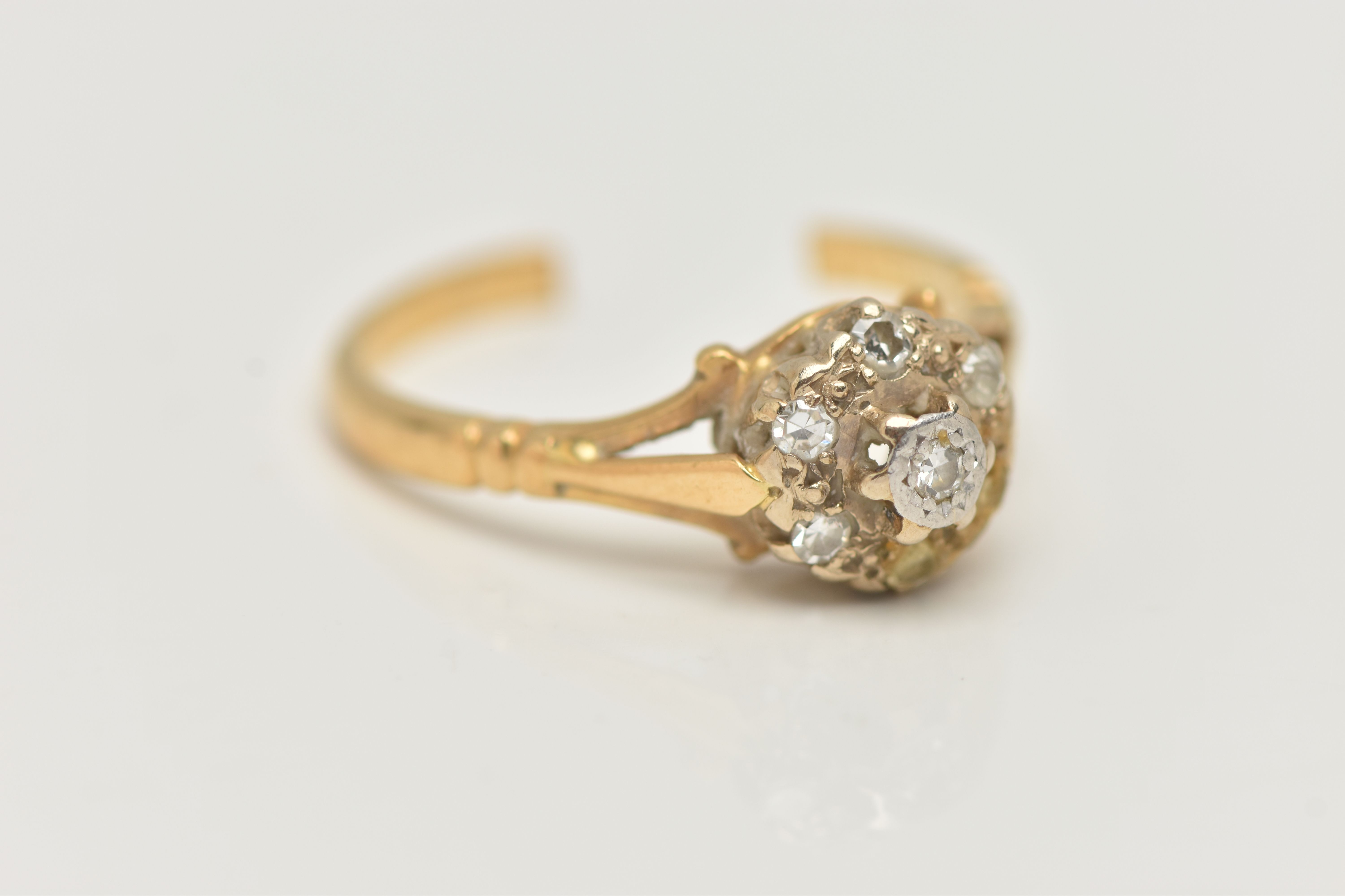 A DIAMOND CLUSTER RING, AF, designed as a two tier cluster of single cut diamonds to the trifurcated - Image 4 of 4