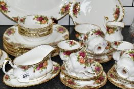 ROYAL ALBERT 'OLD COUNTRY ROSES' SIX PLACE PART DINNER SERVICE, comprising dinner plates, cups,