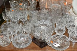 A PARCEL OF CUT GLASS WARES ETC, to include a pedestal fruit bowl and compote, two other fruit
