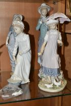 FOUR LLADRO AND NAO FIGURES, comprising two Lladro figures: Reading no 5000, sculptor Francisco