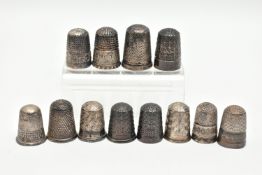 TWELVE 'CHARLES HORNER' SILVER THIMBLES, various designs and patterns, all hallmarked 'Charles