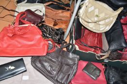 TWO BOXES OF LADIES' HANDBAGS AND PURSES, to include over thirty handbags, a black Radley