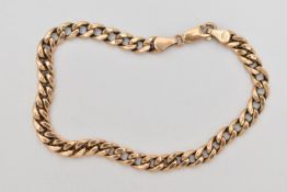 A 9CT GOLD CURB LINK BRACELET, hollow links, fitted with a lobster clasp, hallmarked 9ct Sheffield