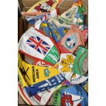 A BOX CONTAINING A QUANTITY OF VARIOUS CARAVAN CLUB PENNANTS