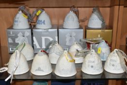THIRTEEN DECORATIVE LLADRO BELLS, comprising year bell 2001-2007 (2x 2004) and 2011-2013 together