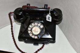 A VINTAGE GPO TELEPHONE, type 332, version with drawer, with no. 164 handset, original braided cord,