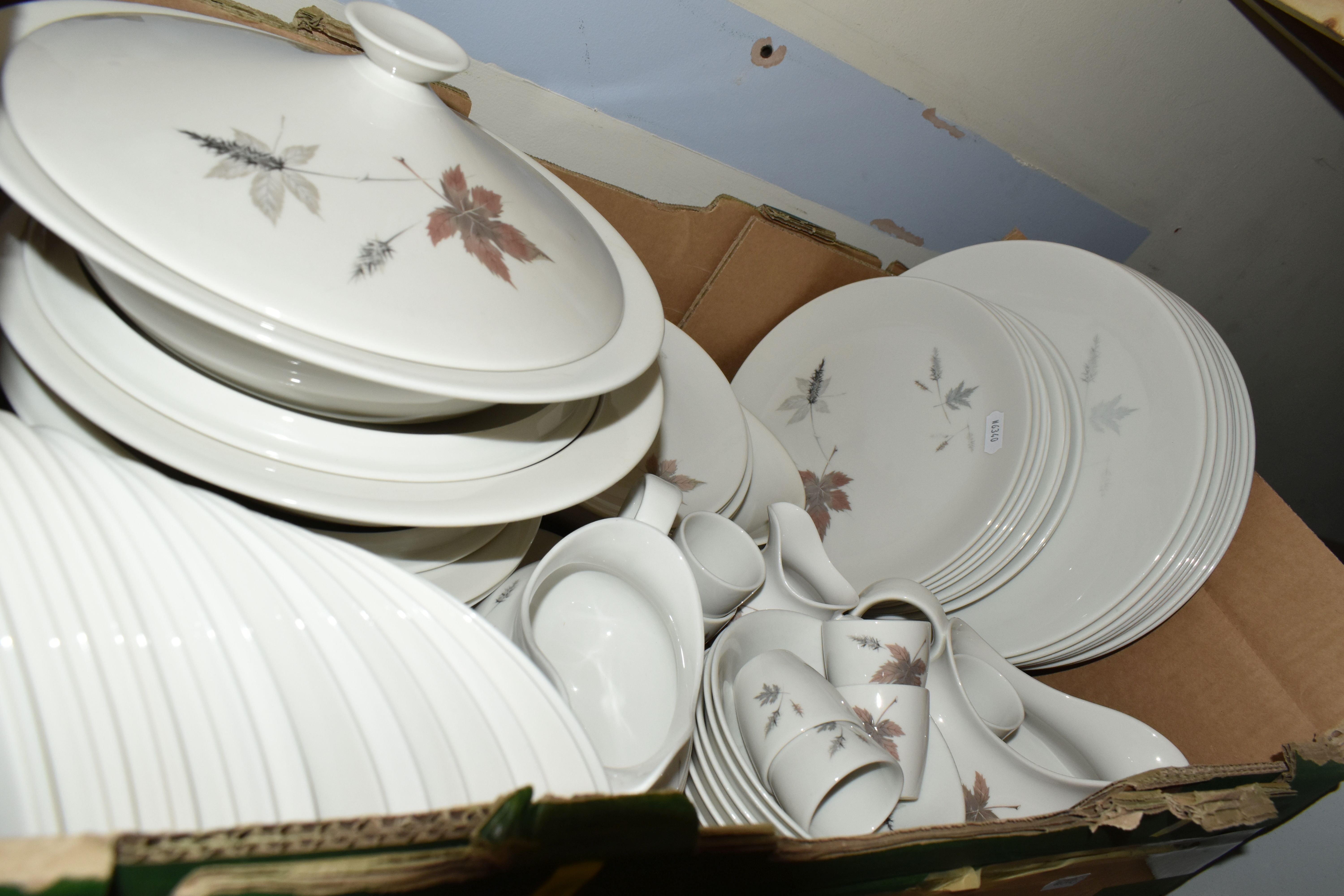 TWO BOXES AND LOOSE ROYAL DOULTON 'TUMBLING LEAVES' PATTERN DINNER SET, to include dinner plates, - Image 5 of 5